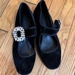 Handmade velvet jewels mary jane flat